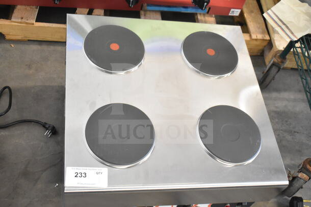 BRAND NEW Nemco 6311-4 electric hot plate, 4 solid burners, 240V, 1 phase, scratch and dent condition, with power cord.