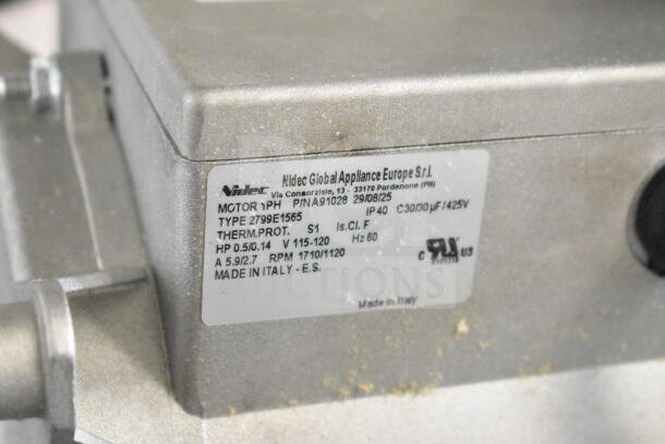 Brand new Nidec motor, scratch and dent condition. 115-120V, 1 phase, Type 2799E1565, made in Italy.