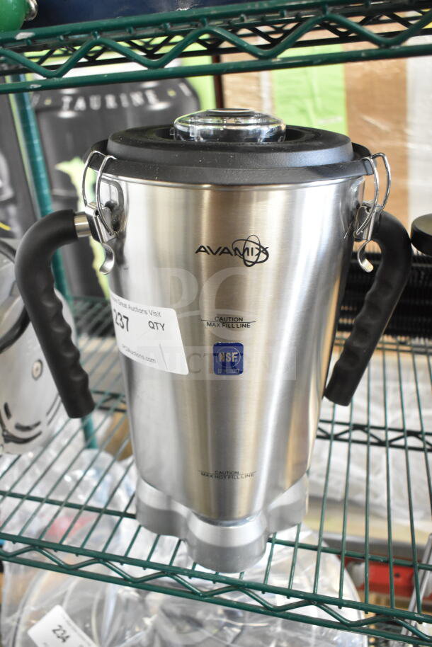 BRAND NEW AvaMix 928BX1GJAR 1 Gallon Blender Jar, Stainless Steel, scratch and dent, NSF certified, black handles.