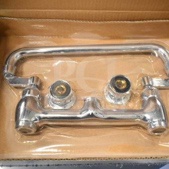 Brand new Waterloo deck-mounted faucet by Monix, model 750FD812, with 8" centers and 12" swing spout, in box.