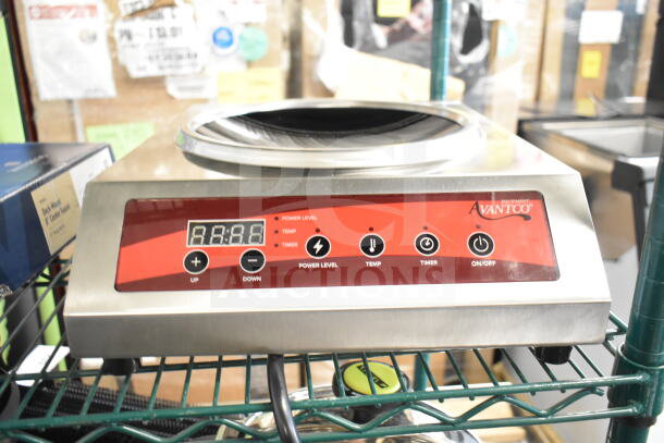 Brand new Avantco 177IWC35 countertop wok induction range. Features digital display, power level, temp controls. Scratch and dent condition.