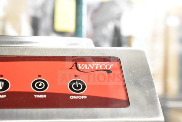 Brand new Avantco 177IWC35 countertop wok induction range, scratch and dent model, 208-240 volts, control panel view.