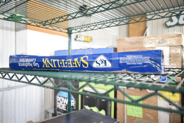 BRAND NEW T&S HG-4D-48K Safe-T-Link 48" gas connector, yellow coated steel, 3/4" NPT, with FreeSpin fitting, in box.