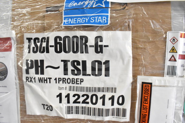 BRAND NEW SCRATCH AND DENT 2026 True TSCI-600R-G-PH Cooler, Energy Star label visible, item #11220110.