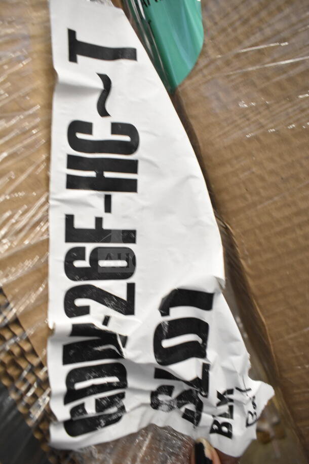 Brand new True GDM-26F-HC display freezer label, 115 volts, one section, scratch and dent condition.