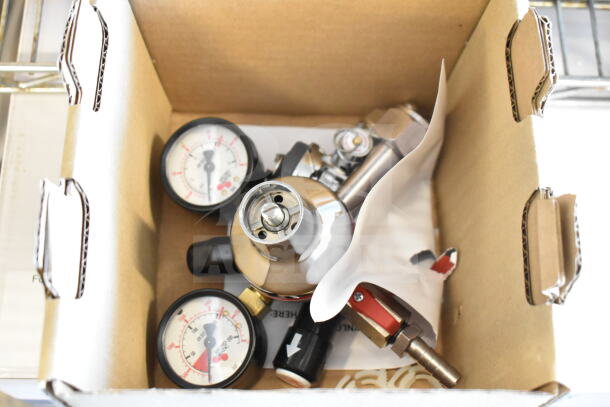 Brand new Tank with Micro Matic 842-PP gauge in box. Minor scratches and dents. Includes pressure gauge and fittings.