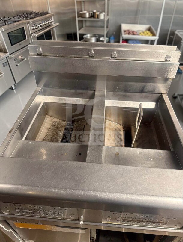 Frymaster FPGL230CA-NG OCF30™ 2-Vat Fryer in immaculate condition, 60 lb capacity, ENERGY STAR®, fully tested.