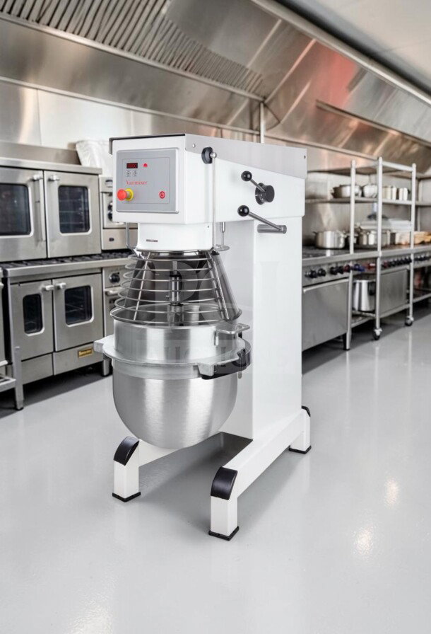 Varimixer W60 60 qt industrial mixer, superior condition, 220V, heavy-duty floor model. Fully tested, ready for use.