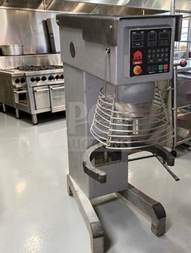 Alt text: Varimixer W60 60 qt industrial mixer, 220V, heavy-duty floor model in superior condition, fully operational.