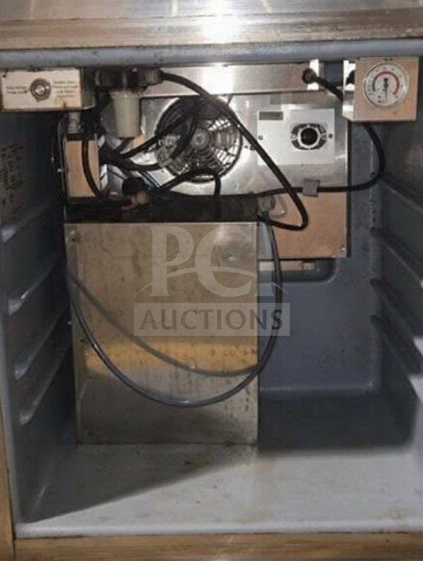 Multiplex ND21TS59 mobile nitrogen dispenser interior showing components, gauge, and wiring; 3-gal keg capacity, fully tested.
