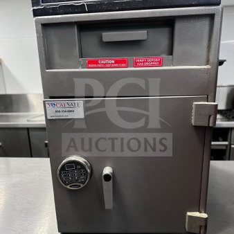High-grade CalSafe Commercial Depository Safe with digital keypad lock. Heavy-duty, fully tested, operational drop safe. Model CAL-M-SAFE-1139.