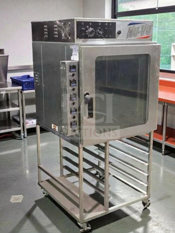 Nu-Vu RM-5T commercial electric oven, 208V/3 phase, ETL listed, on stand, exceptional condition, fully tested and working.