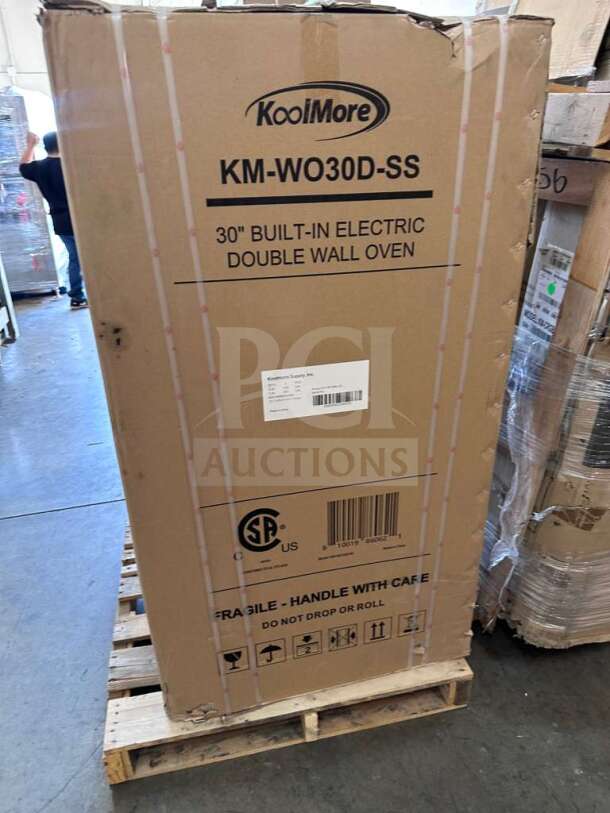 KoolMore KM-WO30D-SS 30″ electric double wall oven, scratch & dent, brand new in original packaging, model KLM-L-OVN-0025.
