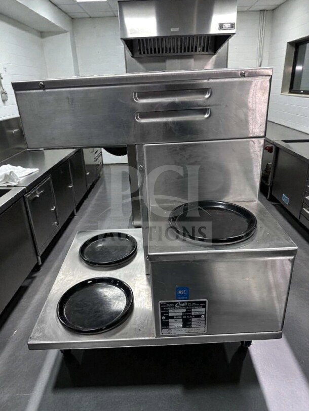 Wilbur Curtis Alpha 3 commercial coffee brewer, like-new, stainless steel, three warming plates, UL & NSF listed, fully tested operational.
