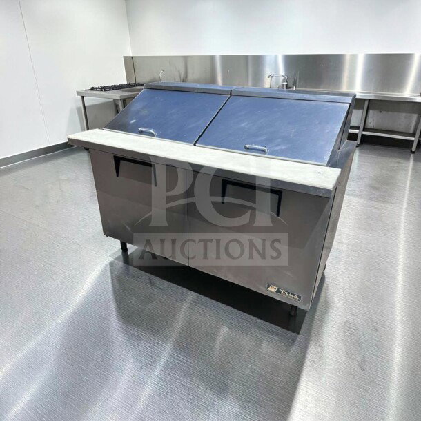 True TSSU-60-24M-B-ST-HC Mega Top Sandwich Prep Table, stainless steel, 60-inch, 2-door, elite condition, fully tested.