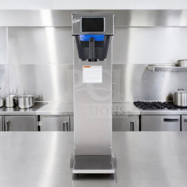 Wilbur Curtis G4TB Commercial Tea Brewer, 3-5 gallon capacity, 120V, digital control, immaculate condition, front label.