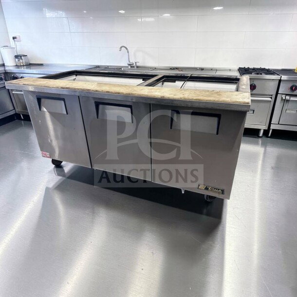 True TSSU-72-30M-B-ST-HC 72" Mega Top Sandwich/Salad Prep Table, stainless steel, excellent condition, tested operational.