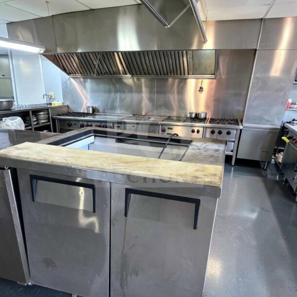 True TSSU-36-12M-B-HC commercial prep table, 36-inch, stainless steel, fully operational, excellent condition.