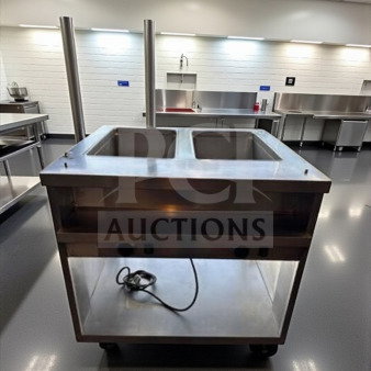 Randell 3612 33" Commercial Electric 2-Well Steam Table, stainless steel, open base, 120V, NSF listed, superior condition.