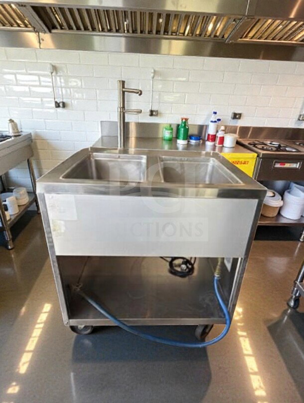 Randell 3612 electric steam table, stainless steel, 2-well, open base, 33", fully tested, NSF listed, superior condition.