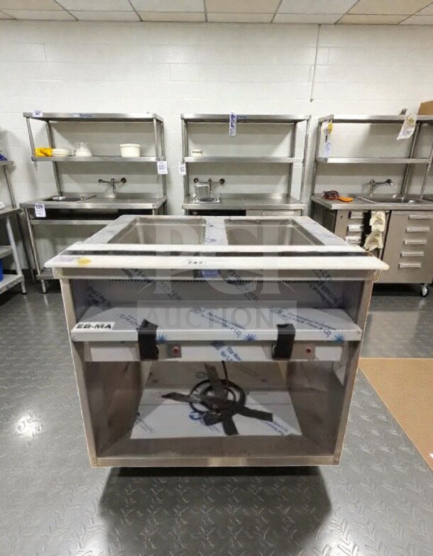 Randell 3612, 33" commercial stainless steel electric steam table, dual-well, open base, superior condition, NSF listed.