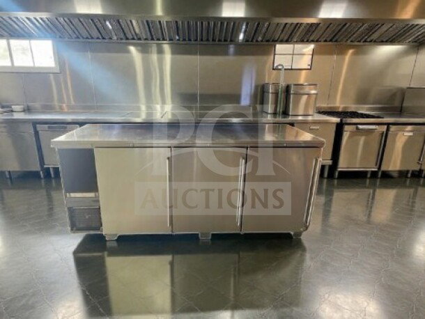 Perlick BBS84-SS-L-STK stainless steel back bar refrigerator, 84", 3 solid doors, 24.8 cu. ft., excellent condition.