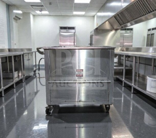 Stainless steel Hyginix STANDARD 40 Gallon Mobile Fog/Soak Tank, 120V, 1000W, UL Listed, first-class condition, model HYG-L-SOAK-1042.