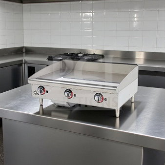 Star 536TGF Electric Griddle, 36" countertop, thermostatic controls, 1" steel plate, superb condition, 208-240V, cULus/UL Classified.
