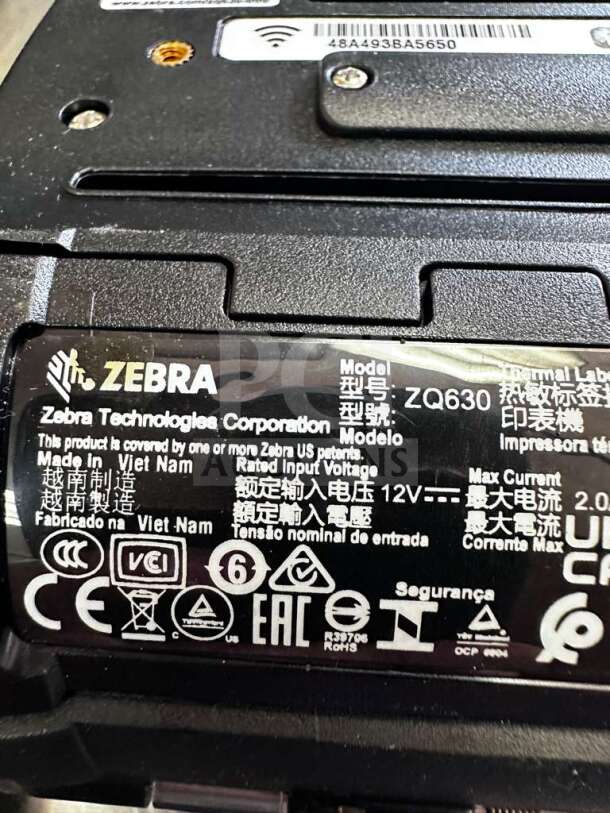Zebra ZQ630 mobile thermal label printer, elite condition, dual printer package. Visible model and compliance labels.