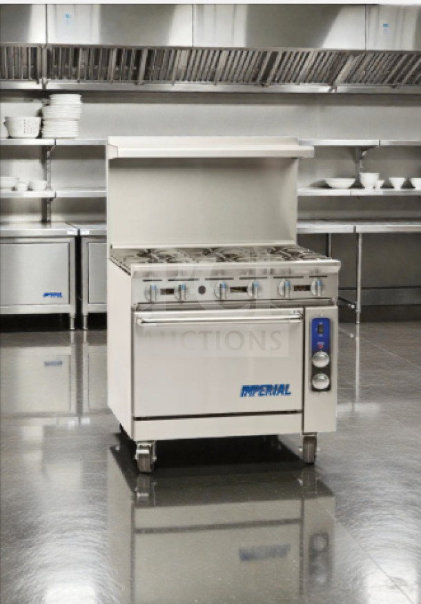 Imperial IR-6-C 36" 6 burner gas range with convection oven, in exceptional condition, natural gas, fully tested.