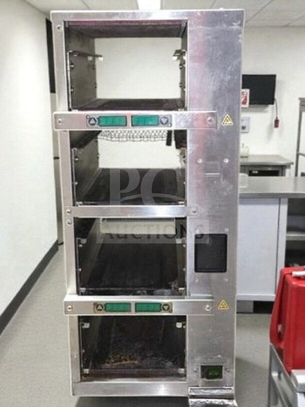 Prince Castle PHB41F1-PLK01 Phoenix 4-level heated food holding bin, stainless steel, 120V, UL/NSF listed, fully operational.