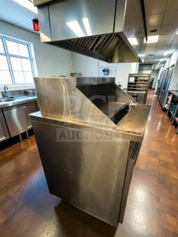 Stainless steel Randell 9412-2-7 refrigerated sandwich prep table, pristine condition, 8.62 cu. ft., NSF/UL listed.