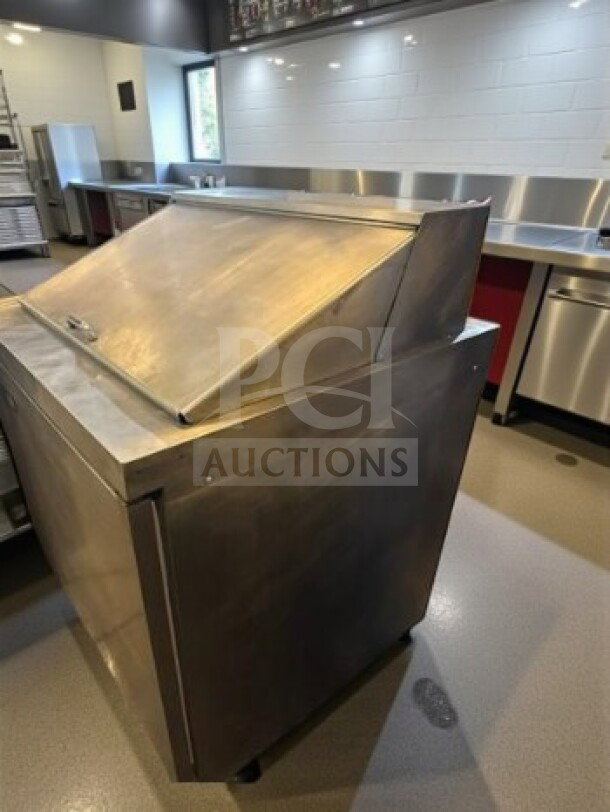 Delfield 4432NP-12M mega top refrigerated prep table, 32", 12 pan, stainless steel, excellent condition, NSF/UL listed.