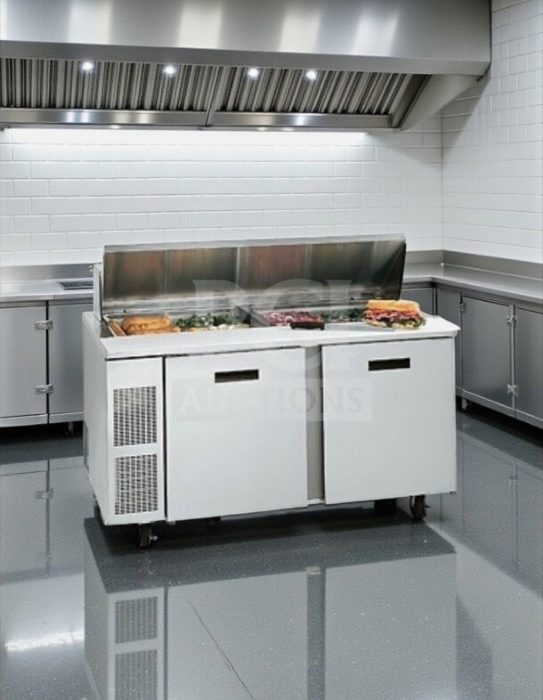 Randell 9040K-7 sandwich/salad refrigerated prep counter, stainless steel, 60", 14.67 cu. ft., excellent condition, NSF/UL listed.