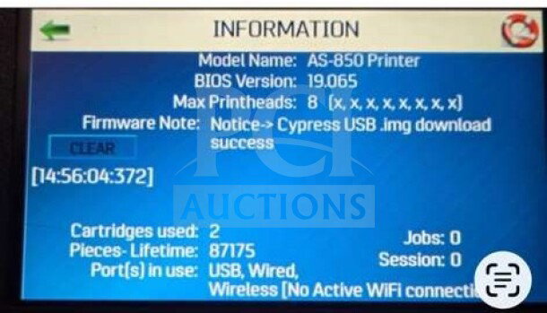 Neopost / Quadient AS-450 industrial tabletop address printer, high-speed monochrome inkjet, 600 DPI, fully tested, excellent condition.
