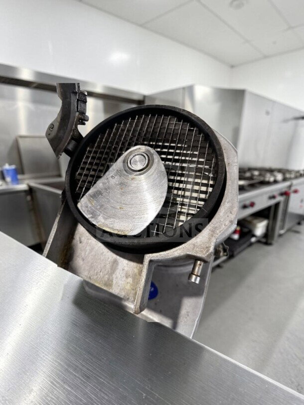 Globe GFP500 commercial food processor in remarkable condition, 1/2 HP, 115V, ETL/NSF certified, fully operational.