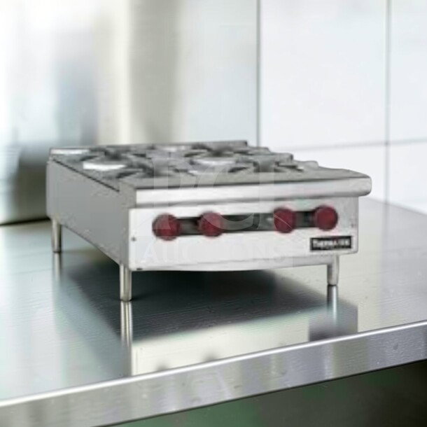 Brand new THERMA-TEK TCHP24-4L countertop hot plate with 4 burners, model TTK-M-HP-0215, 208–240V, single phase.