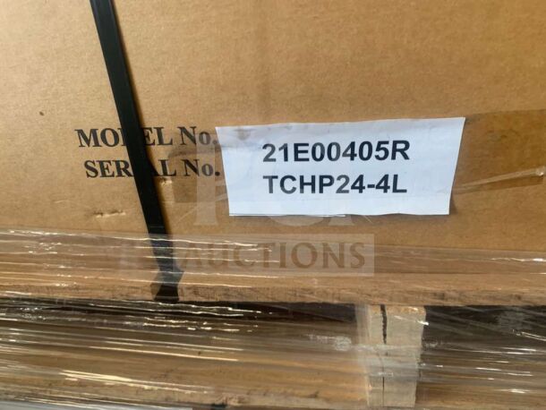 Brand new THERMA-TEK TCHP24-4L countertop hot plate box, showing model and serial number label.
