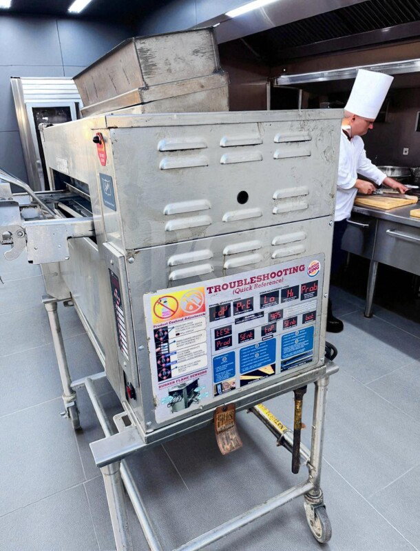 Duke FBB-NC-120 commercial gas conveyor broiler. Premium condition, UL listed, fully tested. Visible Burger King model branding.