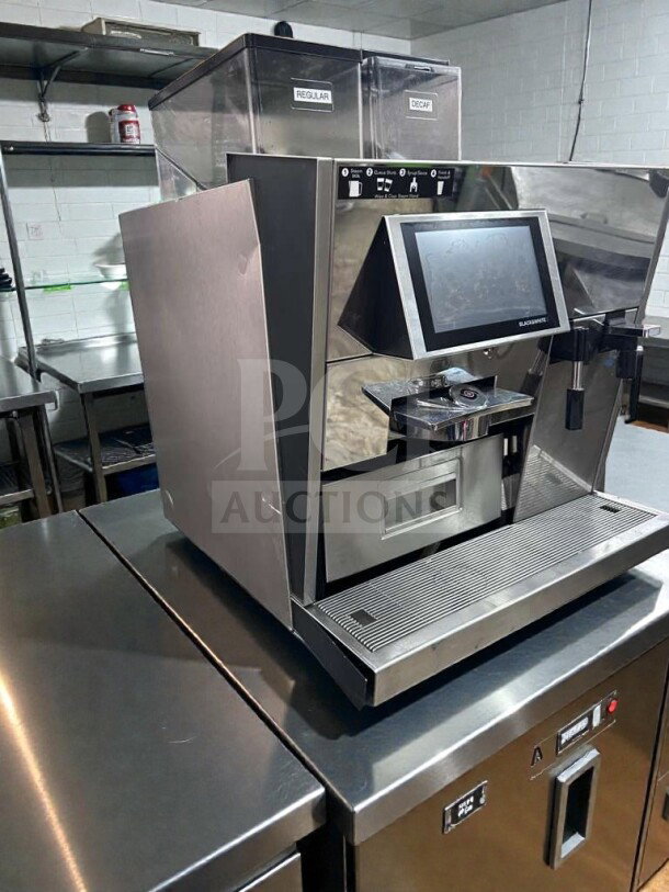 Thermoplan Black&White 3 espresso machine in excellent condition, 208V, UL & NSF listed, touchscreen, dual bean hoppers.