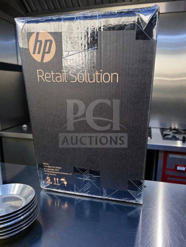 Brand new HP Engage One AIO POS System Model 145, commercial touchscreen, UL listed, in original sealed box.