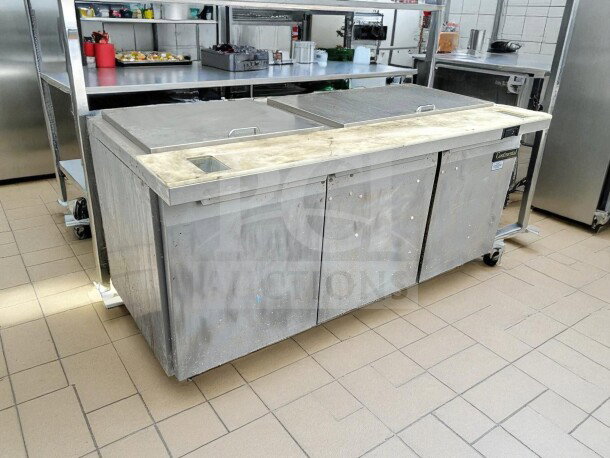 Continental SW72-30M 72" salad prep table, stainless steel, NSF & UL listed, top-tier condition, 115V, fully operational.