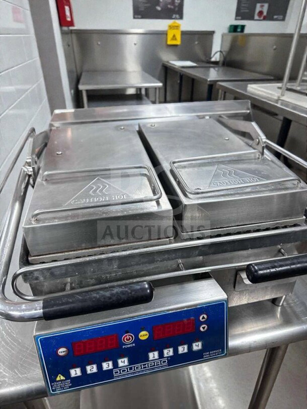 DoughPro commercial double-sided contact grill in immaculate condition, with programmable digital controls, NSF & UL listed.