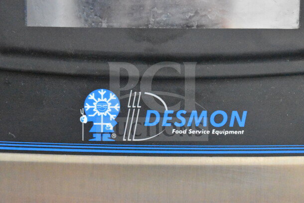 Desmon GBF-15+ETL Stainless Steel Commercial Blast Chiller, logo detail. Features four probes, 220V, 3 phase.