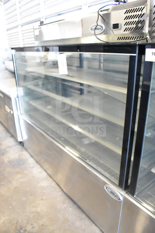 Brand new KoolMore deli display case merchandiser, scratch and dent, stainless steel, glass shelves, ideal for commercial use.