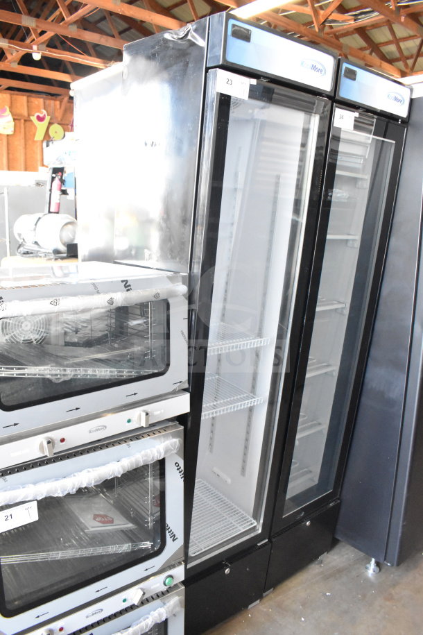 Brand new KoolMore KM-MDR-17S 17" Slim Commercial Merchandiser Refrigerator, 7 Cu. Ft., black, minor cosmetic dents.