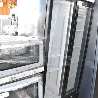 Brand new KoolMore KM-MDR-17S 17" Slim Commercial Merchandiser Refrigerator, 7 Cu. Ft., black, minor cosmetic dents.