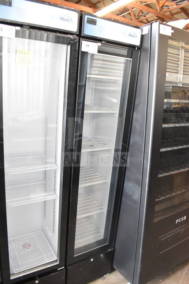 Brand new KoolMore KM-MDF-17S slim commercial freezer, black, 7 Cu. Ft., visible scratch and dent, 110-120V, 1 phase.