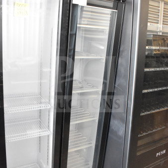 Brand new KoolMore KM-MDF-17S slim commercial freezer, black, 7 Cu. Ft., visible scratch and dent, 110-120V, 1 phase.