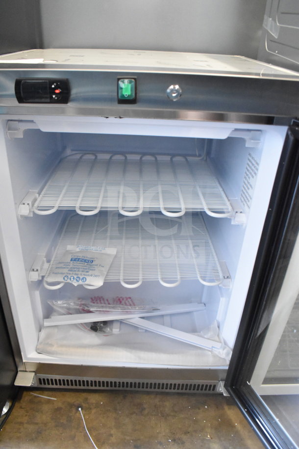 KoolMore KM-MDF46GD 24" countertop display freezer, 4.6 cu. ft., new, minor scratches, glass door, two shelves, 115V.